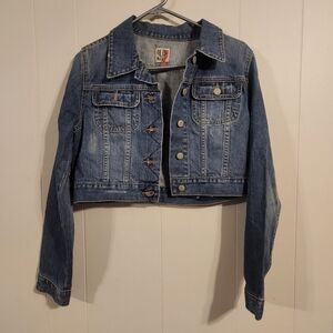 5/$10 EUC 100% cotton cropped jean jacket